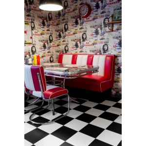 Andiamo PVC-Belag Schachbrettmuster Artifact 200 cm Schwarz-Weiß Meterware