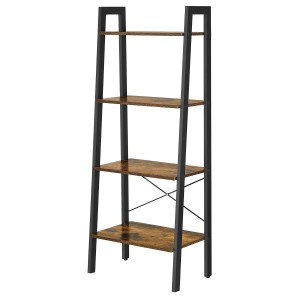 Songmics Leiterregal Barnet mit 4 Ablagen im Industrie-Design in Braun und Schwarz.