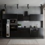 Moderne Respekta Küchenzeile Oliver 340 cm in Schwarz mit E-Geräten.