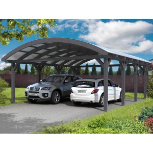 Skan Holz Bogendach-Carport Franken 635 cm x 755 Schiefergrau