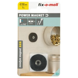 Fix-o-moll Neodym Magnet mit Senkbohrung, 6 mm x 32 mm, Ø 4,5 mm. Haushaltshelfer für vielseitige Anwendungen.