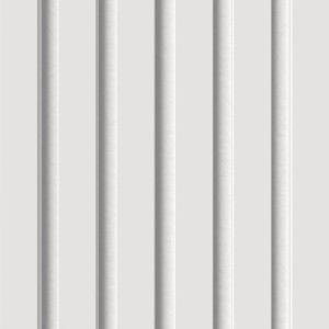 Weißes DenPanels Akustikpanel (60x60 cm) mit vertikalen Lamellen zur Schallabsorption.