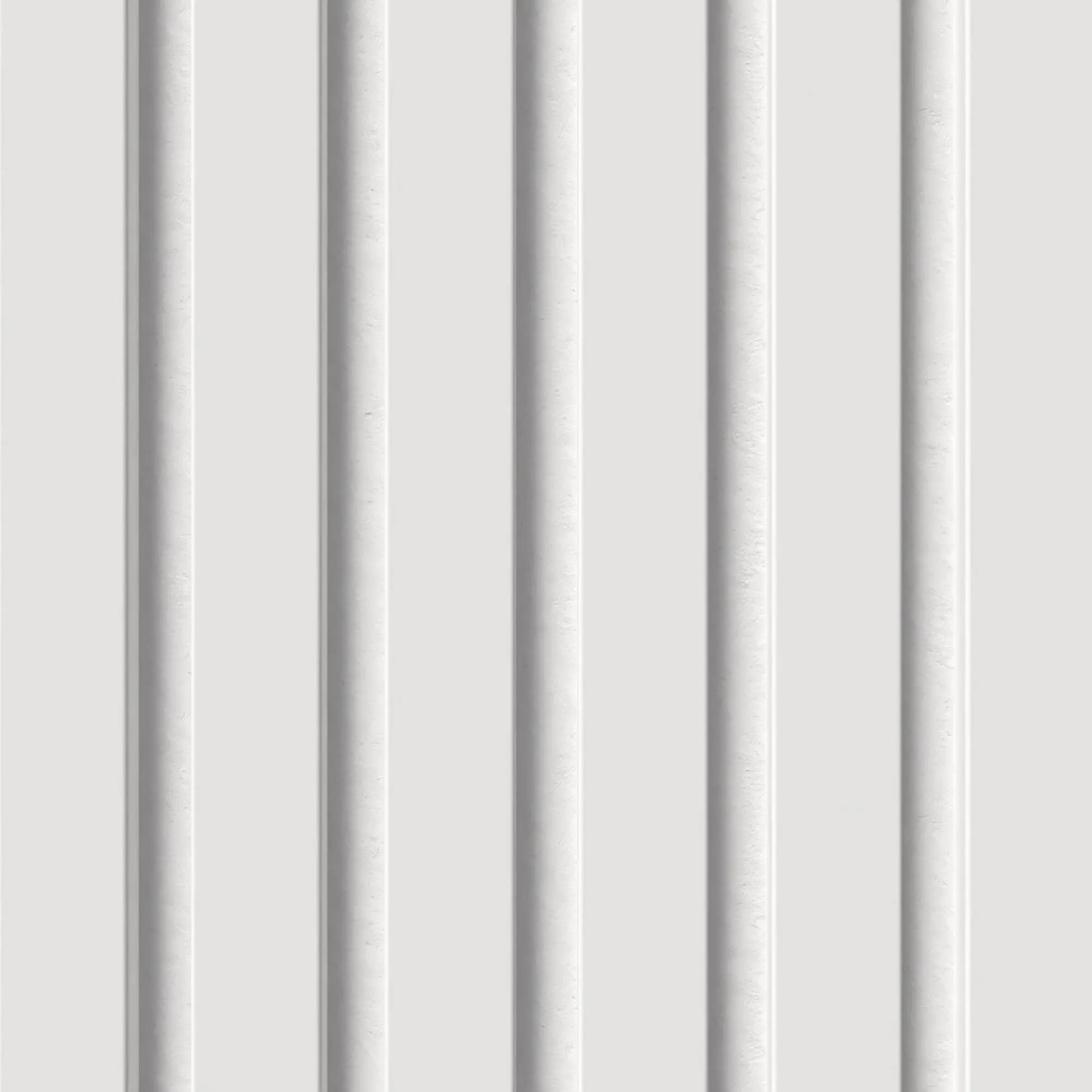 Weißes DenPanels Akustikpanel (60x60 cm) mit vertikalen Lamellen zur Schallabsorption.