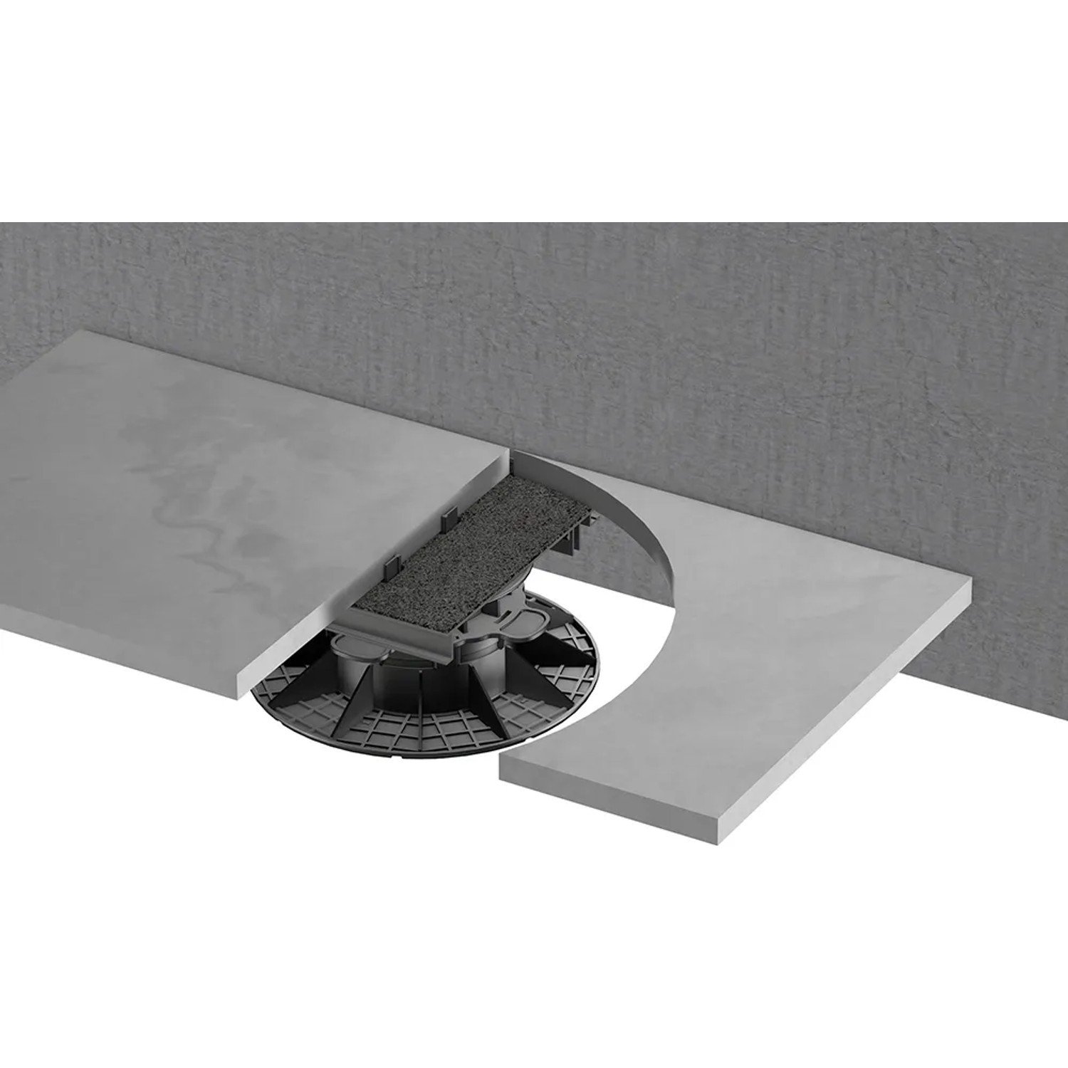 GS Terrassen Randhalter aus Aluminium für Plattenlager mit Stellfuß, Montage einer Terrassendiele.