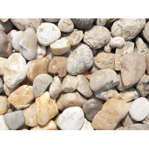 Bunte Flusskiesel, 32-50 mm, im 25 kg Sack. Zierkies für Garten- und Landschaftsbau.