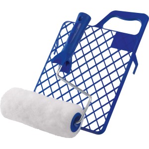 LUX Streichset, 3-teilig: Farbrolle, Abstreifgitter, Bügel für Dispersionsfarbe.