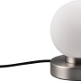 Reality Tischleuchte Prinz II, Nickel Matt, mit weißem Glasschirm. Nachttischlampe mit Touchfunktion.