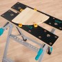wolfcraft Master 200 Werkbank mit Holzstück und Spannbacken. Klappbarer Arbeitstisch für Werkstatt und Hobby.