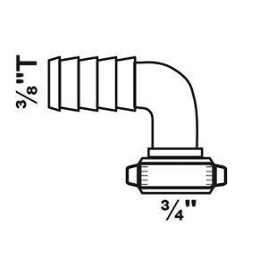 Kirchhoff Winkel-Schlauchverschraubung, Messing, 3/4M x 3/8T, blank, zur Verbindung von Schläuchen.