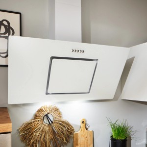 Respekta Dunstabzugshaube CH22010WBZ, 60 cm, weißes Glas, Energieeffizienzklasse B.