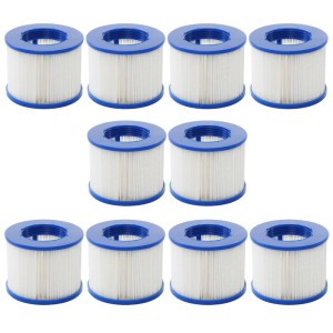 10er-Set MCW Wasserfilter für Whirlpool E32, Filterkartuschen aus Kunststoff und Textil.