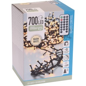 Verpackung der Micro LED Lichterkette Cluster mit 700 warmweißen LEDs für innen und außen.