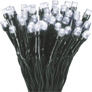 LED-Solar-Lichterkette mit 100 kaltweißen LEDs für Garten, Terrasse oder Balkon.