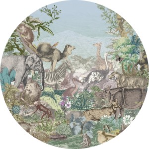Runde Vliesfototapete mit Tiermotiv 'Animal Kingdom', selbstklebend, Ø 125cm.