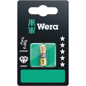 Wera Kreuzschlitz-Bit PZ3, 25 mm, mit Bi-Torsionszone für sicheren Halt und lange Lebensdauer.