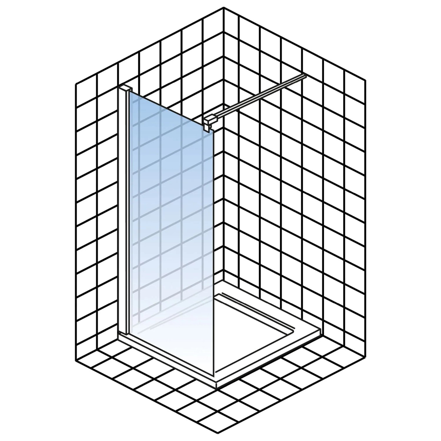 Schulte Walk In Duschkabine Garant 2.0, 90x200cm, Dekor Dezent. Barrierefreie Duschwand aus Glas.