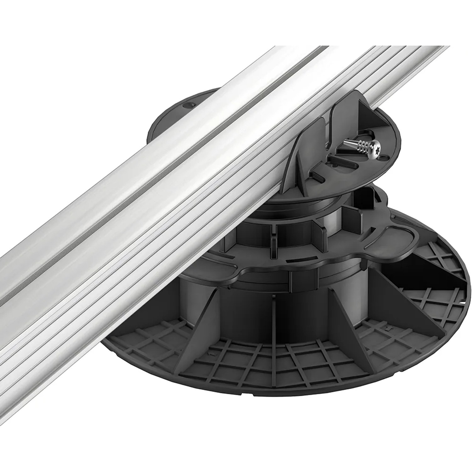 GS Terrassen Stelzlager (27-40mm) mit Balkenaufnahme, justierbar für Terrassendielen.