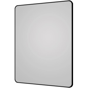 Rechteckiger DSK Design Wandspiegel Black Magico, 80x60 cm, mit schmalem, mattschwarzem Rahmen und abgerundeten Ecken.
