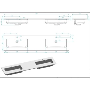 Posseik Badmöbel Geant 200 Weiß Hochglanz