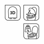 Piktogramme: 3D-Optik, Absenkautomatik und Belastbarkeit bis 200 kg des WC-Sitz Batali.