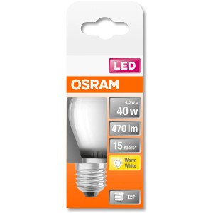 Osram LED-Leuchtmittel E27 Tropfenform, 4W, warmweiß, 470 Lumen. Kompakte LED Lampe.