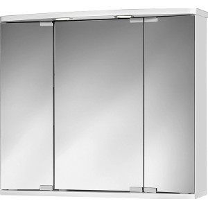 Jokey Spiegelschrank, 68 cm breit, mit drei Spiegeltüren und integrierter Beleuchtung.