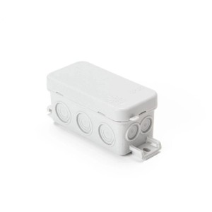 Graue, rechteckige Orion Lightstyle Feuchtraumdose IP65 aus Kunststoff für sichere Elektroinstallationen innen und außen.