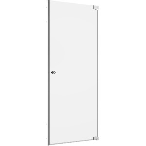 Brava Dusch-Nischentür aus Glas, Chrom-Beschläge, Sondermaßanfertigung, Anschlag rechts.