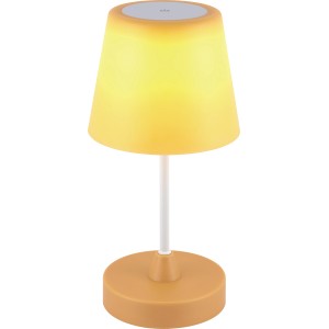 Gelb-weiße LED-Tischleuchte, batteriebetrieben, für den Außenbereich.