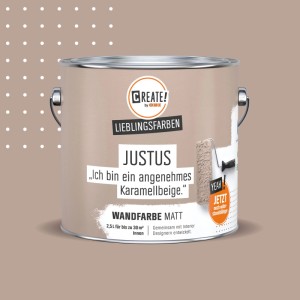 Dose CREATE! by OBI Wandfarbe Lieblingsfarbe Justus Karamellbeige, matte Innenfarbe.