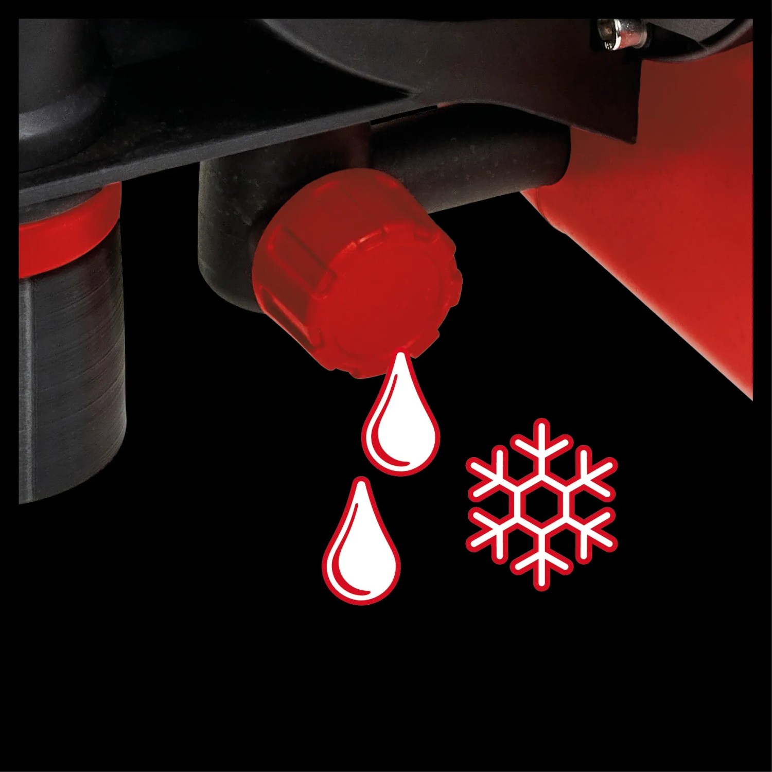 Detailaufnahme: Frostschutz des Einhell GE-AW 1142 FS Hauswasserautomaten mit Wasserablass.