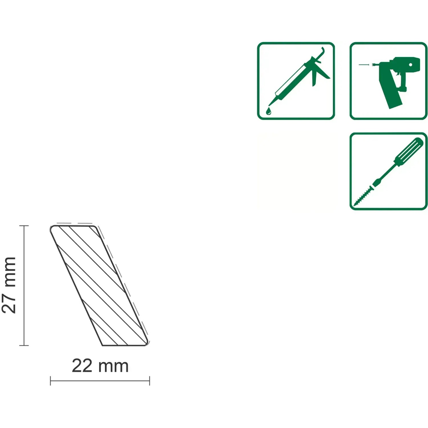 Querschnitt der FN Neuhofer Sockelleiste S0010 Eiche Natur Lackiert mit Maßangaben und Montagehinweisen.