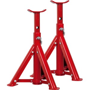 Set rote Unterstellböcke B-UB-2000 für sicheres Arbeiten unter Fahrzeugen. Traglast: 2000 kg.