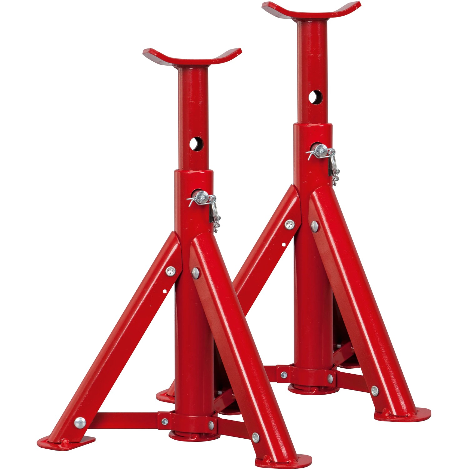 Set rote Unterstellböcke B-UB-2000 für sicheres Arbeiten unter Fahrzeugen. Traglast: 2000 kg.
