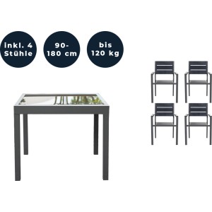 Home Deluxe Sitzgruppe Verano Madera, 4-tlg., mit Gartentisch und 4 Stühlen.
