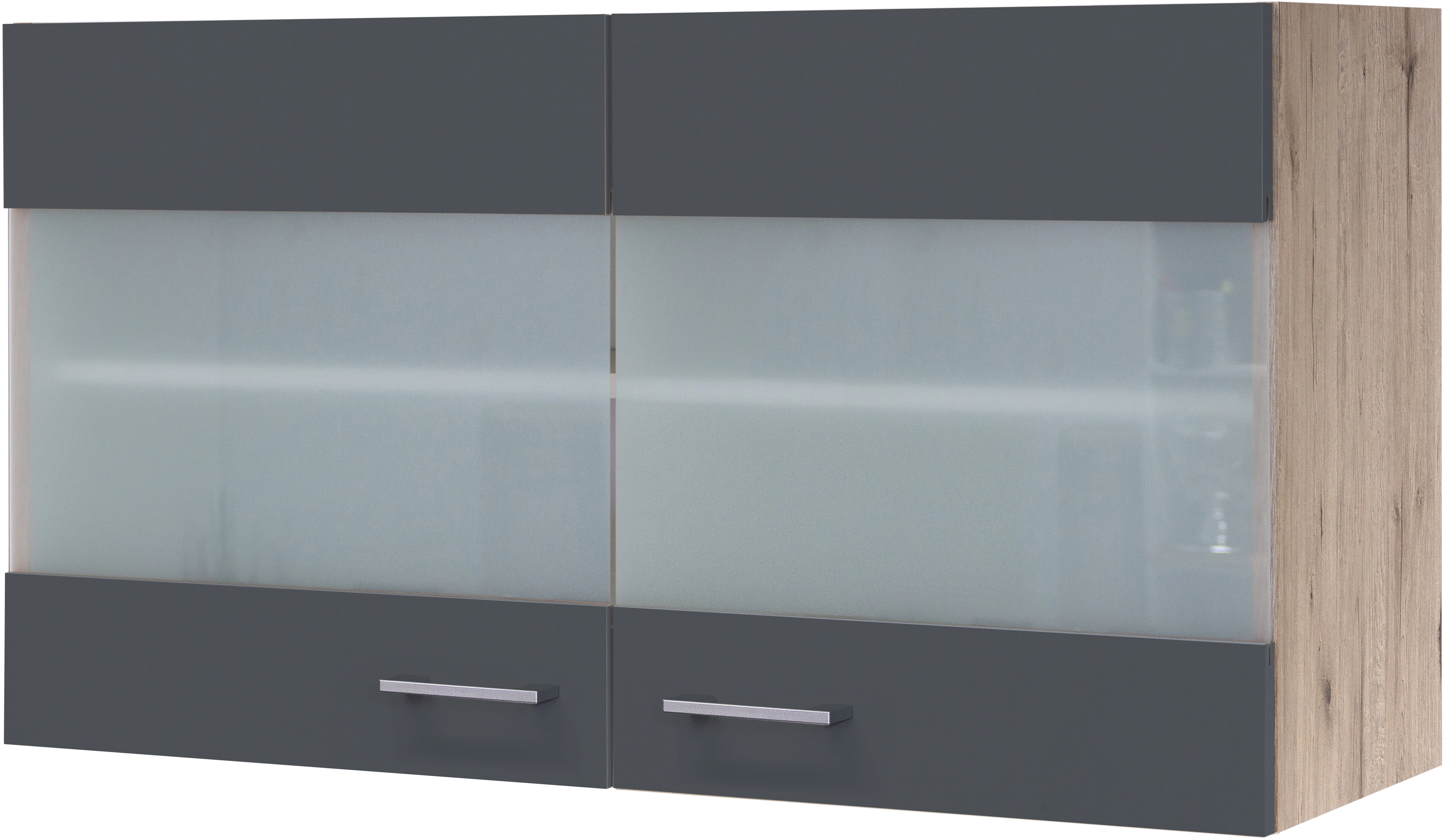 Flex-Well Exclusiv Glas-Oberschrank Morena 100 cm Basaltgrau matt-San Remo  Eiche kaufen bei OBI