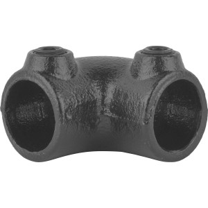 Eckstück 90° Schwarz matt für Stahlrohr (Ø 2,7 cm) zum Möbelbau.