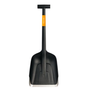 Fiskars Autoschaufel Plus, Schneeschieber in Schwarz-Orange mit T-Griff und Edelstahlkante.