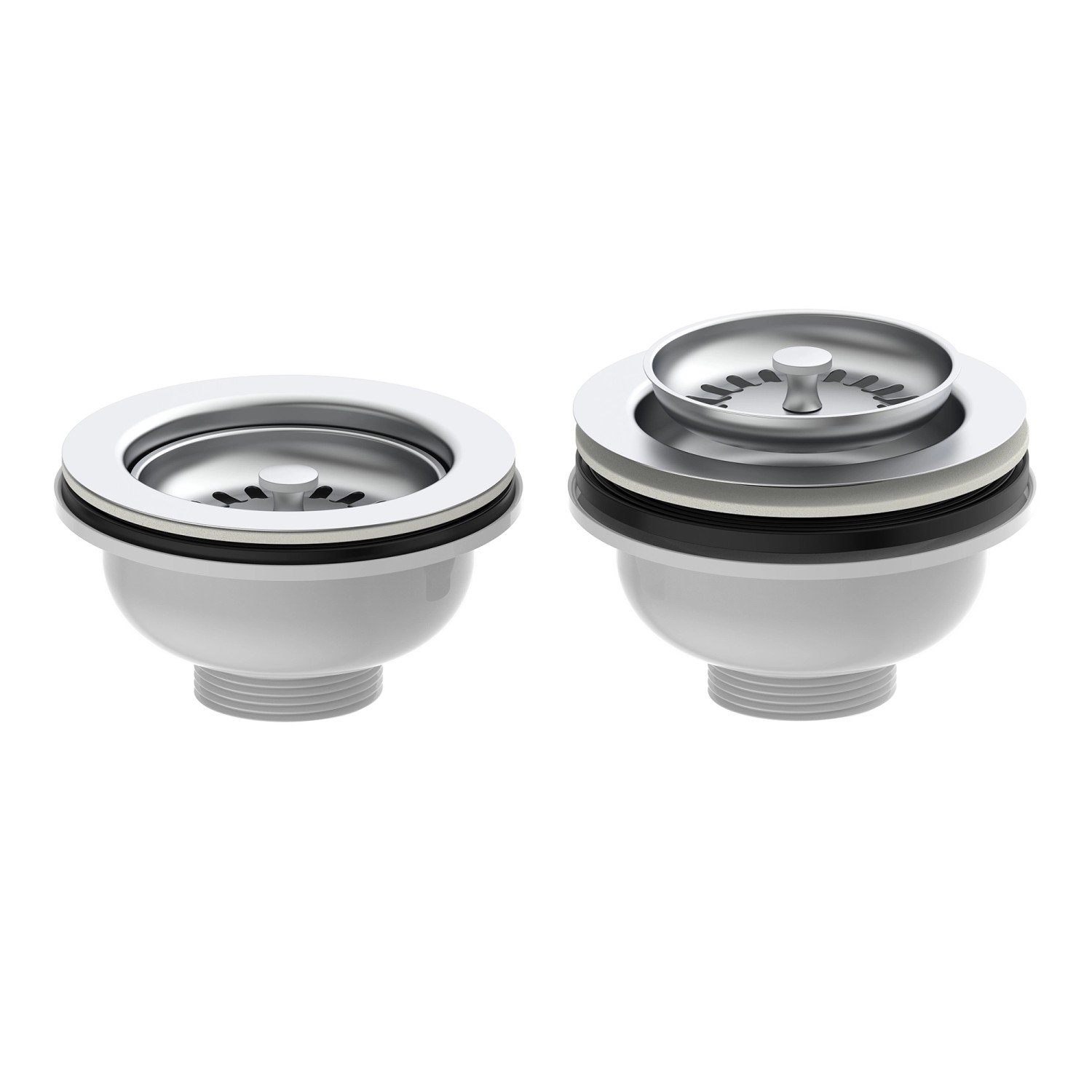 Kirchhoff Korbventil für Spüle, Edelstahl, mit und ohne Sieb, 114mm Durchmesser.