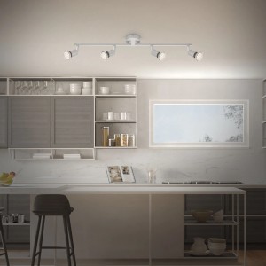 Brilo LED-Spotleuchte, 4-flammig, Titan, warmweißes Licht, schwenkbar, für flexible Beleuchtung.