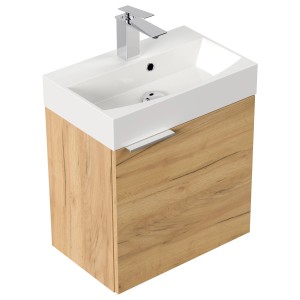Posseik Badmöbel Cubi Slimline, Eiche Gold, 50 cm, für Gäste-WC.