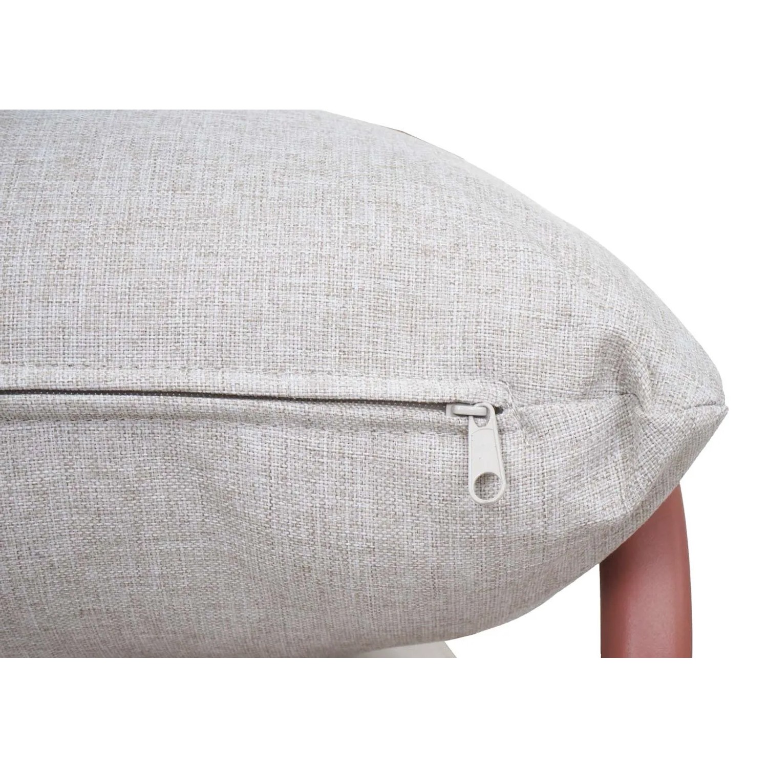 Detailaufnahme: Beige Auflage mit Reißverschluss für MCW Gartensessel.
