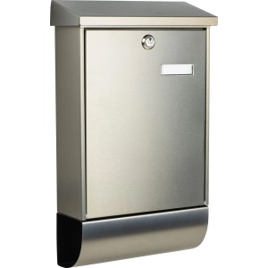 Burg Wächter Edelstahl-Briefkasten-Set Oslo 37670 Ni mit Zeitungsfach.