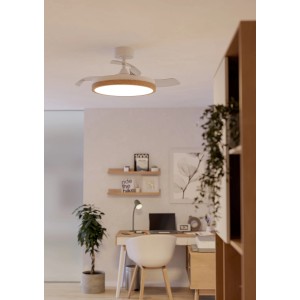 Eglo LED-Deckenventilator Malpica mit Holz-Optik, 98 cm Durchmesser. Deckenleuchte mit Ventilator.