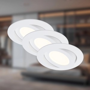 3er Set schwenkbare Briloner LED-Einbauleuchten aus Kunststoff, weiß, mit neutralweißem Licht.