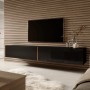 Selsey TV-Hängeboard Bisira 200 cm Schwarz mit Goldenem Einsatz_4
