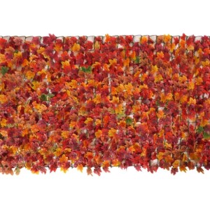 Balkonsichtschutz aus rot-gelben Ahornblättern. Dekorative Sichtschutzhecke für Balkon & Garten, 300x100cm.
