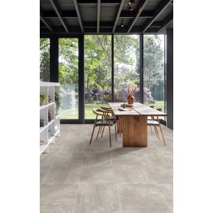Andiamo PVC-Bodenbelag in Fliesenoptik, Modell Studio Casa 584, 200 cm breit, graue Meterware.