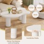 okwish Couchtisch mit Wolkenform Design Wohnzimmer 107x66x40cm Weiß_8