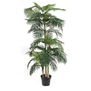 Grüne Mica Decorations Kunstpflanze Areca-Palme, 240 cm hoch, im schwarzen Topf.